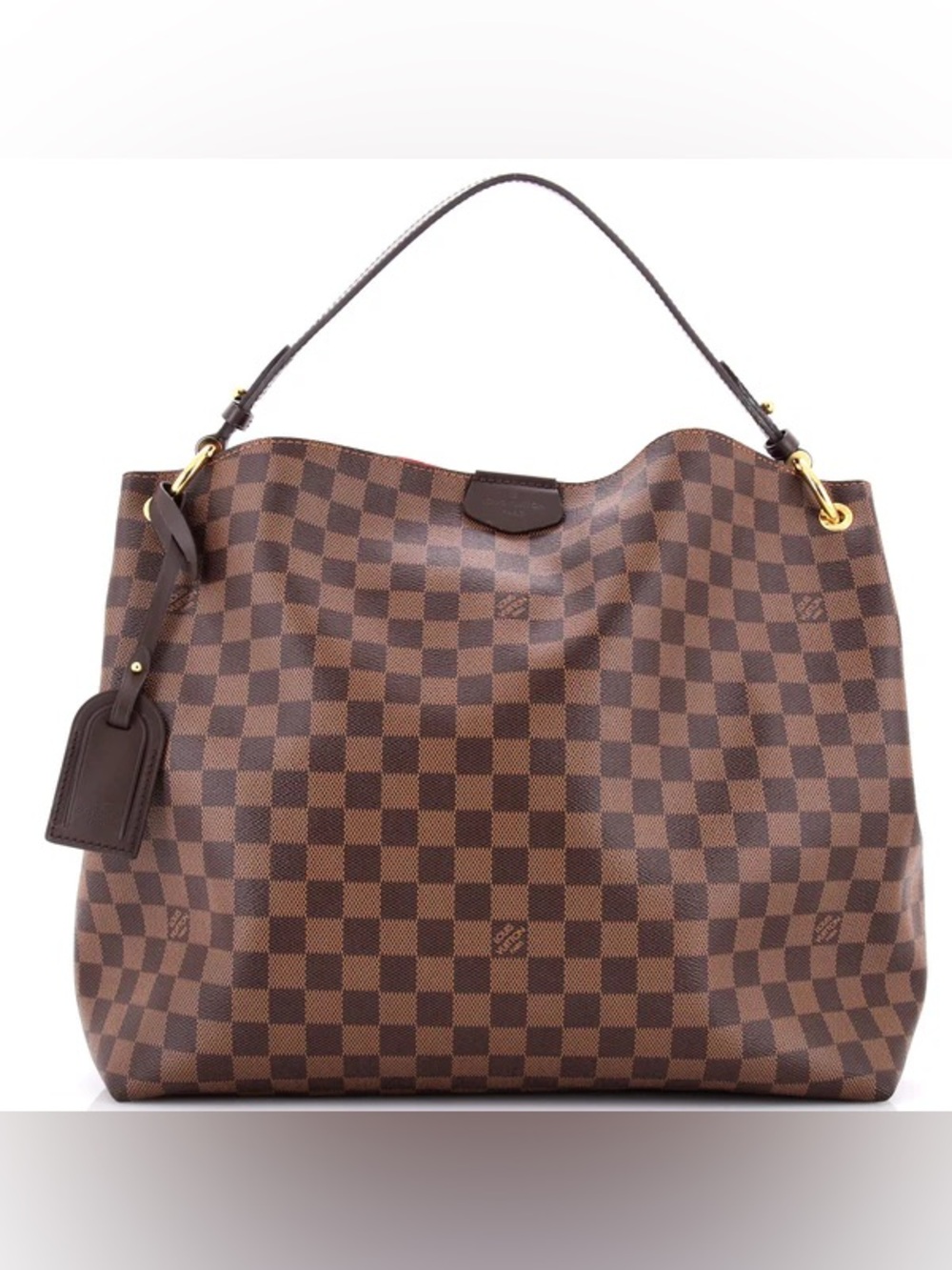 Louis Vuitton Graceful MM Damier Ebene Hobo Bag Red Interior w Box